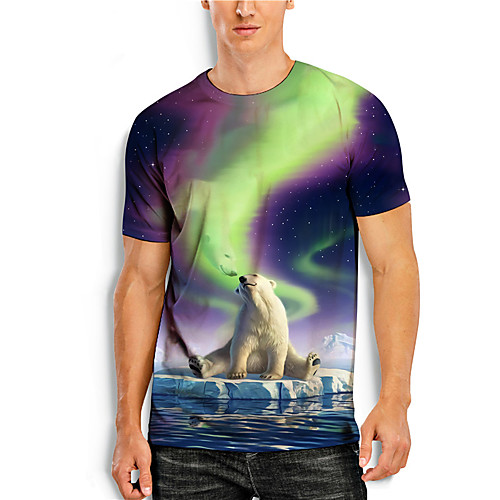 

Men's T shirt 3D Print Graphic Prints Bear Animal 3D Print Short Sleeve Daily Tops Basic Casual Purple