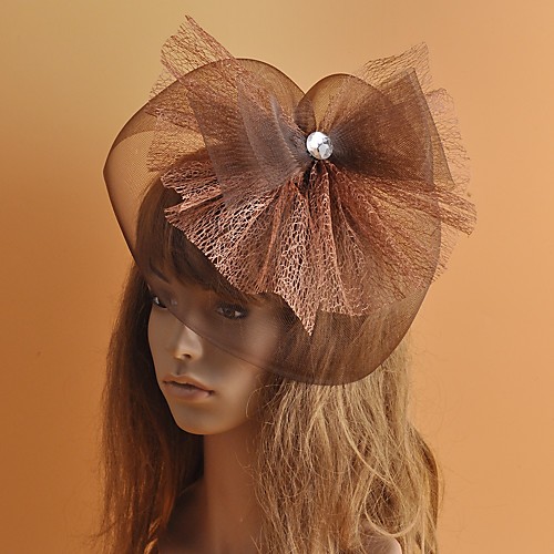 

Vintage Style Elegant Tulle Fascinators with Crystals / Hollow-out 1 Piece Special Occasion / Party / Evening Headpiece