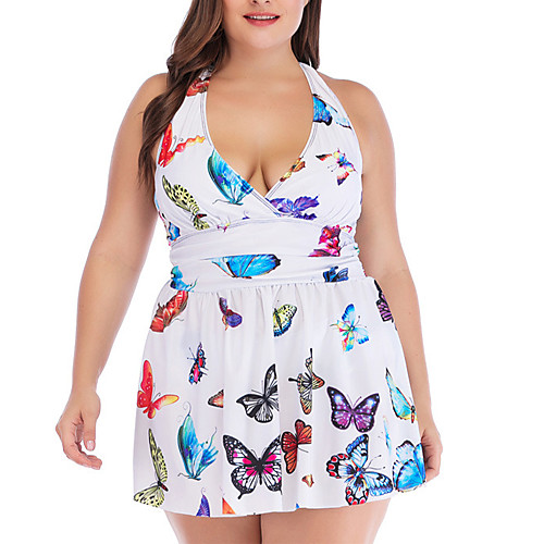 

Women's One Piece Tankini Swimsuit Animal White Swimwear Bathing Suits