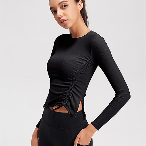 

Women's Long Sleeve Running Shirt Tee Tshirt Top Athletic Athleisure Modal Moisture Wicking Quick Dry Breathable Yoga Fitness Running Jogging Training Sportswear Solid Colored Normal Apricot Black
