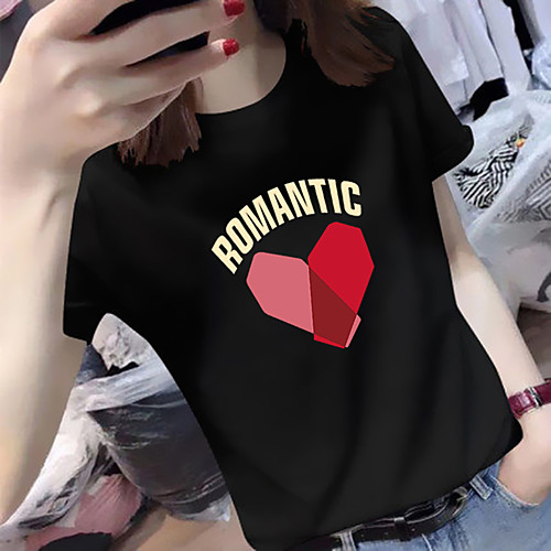 

Women's Tee / T-shirt Pure Color Crew Neck Spandex Heart Sport Athleisure Top Short Sleeves Breathable Soft Comfortable Everyday Use Casual Daily Outdoor