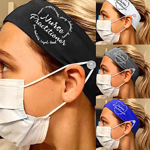 

2 pcs Cross-border New Milk Silk Anti-seizure Mask Elastic Beam Wide Band Nurse Series Letter Printing Headband