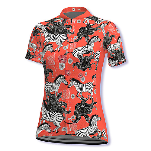 

21Grams Women's Short Sleeve Cycling Jersey Spandex Red Zebra Bike Top Mountain Bike MTB Road Bike Cycling Breathable Sports Clothing Apparel / Stretchy / Athleisure