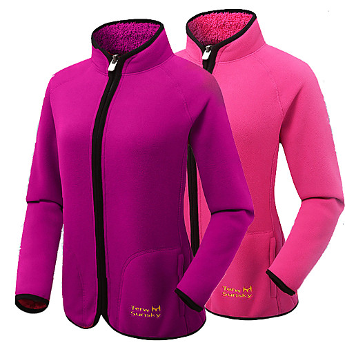 

Women's Hiking Jacket Hiking Fleece Jacket Winter Outdoor Solid Color Windproof Fleece Lining Warm Comfortable Outerwear Jacket Top Fleece Camping / Hiking / Caving Traveling Violet Fuchsia