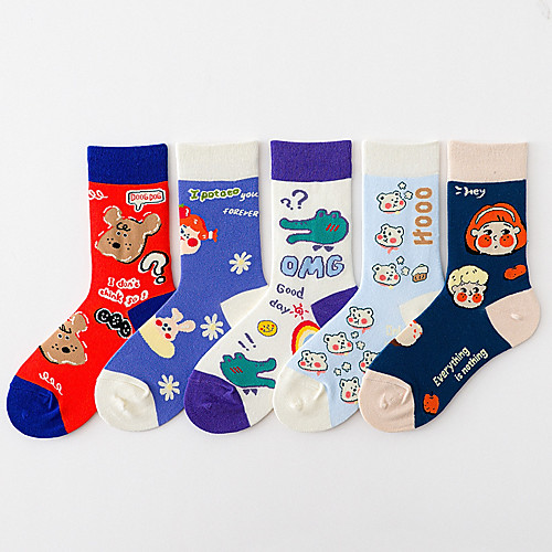 

1 Pair Women's Socks Cartoon Warm / Deodorant Simple Style Cotton EU36-EU46