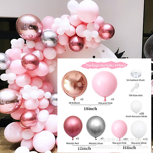 

pink balloons arch&garland kit/90pcs pastel summer party balloons macaron 9 colors for wedding, baby shower, graduations, anniversary organic party decorations