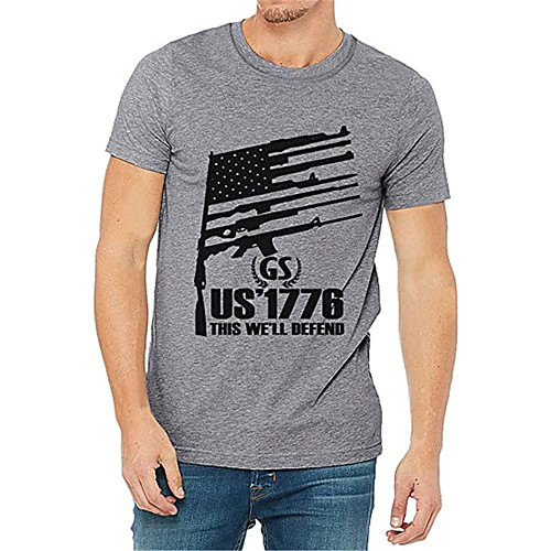 

Men's T shirt Hot Stamping Graphic Prints Letter Print Short Sleeve Casual Tops 100% Cotton Basic Casual Fashion White Gray