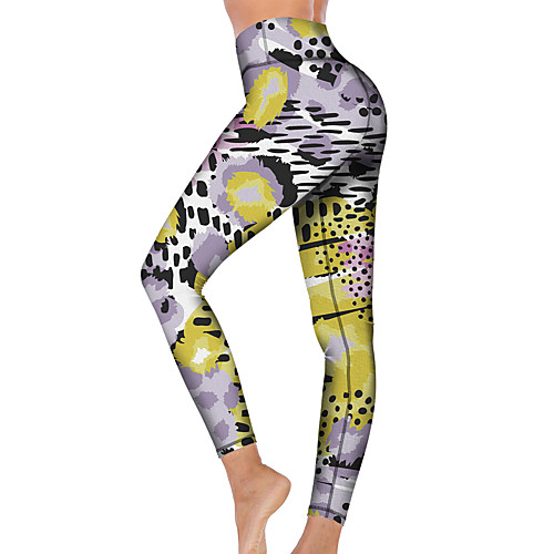 

21Grams Women's High Waist Yoga Pants Cropped Leggings Tummy Control Butt Lift Breathable Yellow Fitness Gym Workout Running Sports Activewear High Elasticity