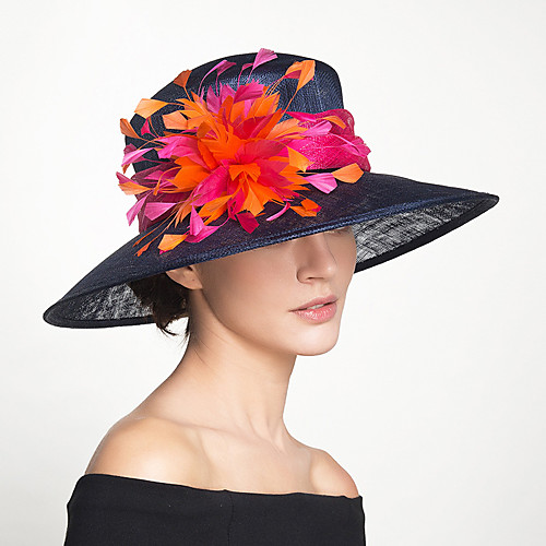 

Elegant Lady Flax Hats with Feather / Flower 1 Piece Party / Evening / Casual Headpiece