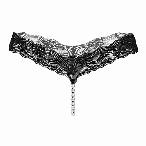 

Women's 1 Piece Beaded / Mesh / Lace G-strings & Thongs Panties / Brief - Normal Low Waist Black Blue Red One-Size