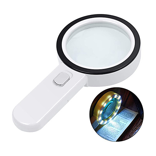 

Magnifier Magnifying Glass Set Handheld with Lighting Function Illuminated LED 30 Reading Inspection Macular Degeneration 82 mm ABSPC Kid's Adults' Seniors