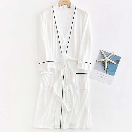 

Women's Lace up Robes Nightwear Solid Colored White / Blue / Purple M XL XXL