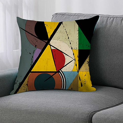 

Double Side 1 Pc Geometric Style Cushion Cover Print 45x45cm Linen for Sofa Bedroom