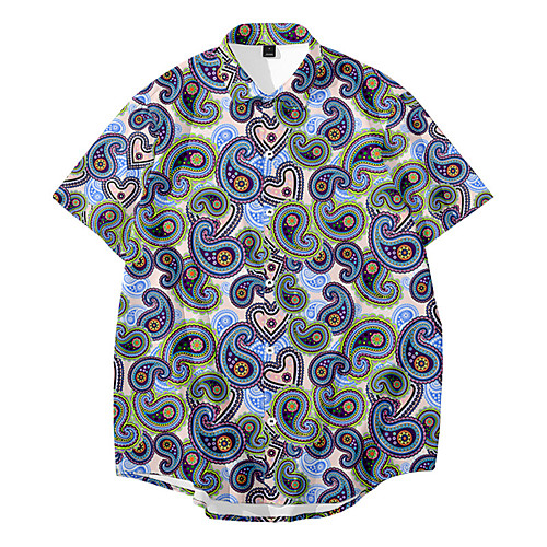 

Men's Shirt 3D Print Cashew nuts Button-Down 3D Print Short Sleeve Daily Tops Casual Fashion Hawaiian Rainbow
