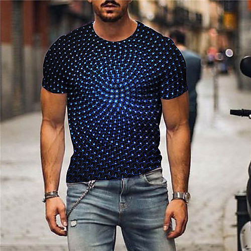 

Men's Tees T shirt 3D Print Paisley Graphic Prints Print Short Sleeve Daily Tops Casual Designer Big and Tall Navy Blue