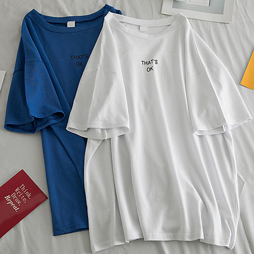

Women's Tee / T-shirt Pure Color Crew Neck Letter Printed Sport Athleisure Top Short Sleeves Breathable Soft Comfortable Everyday Use Casual Daily Outdoor