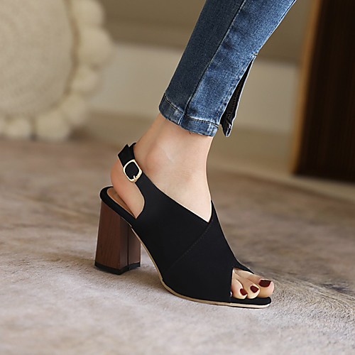 

Women's Heels Chunky Heel Pointed Toe PU Synthetics Almond Black Brown