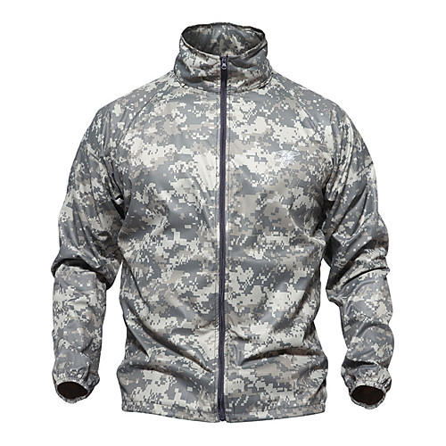 

Men's Hunting Jacket Outdoor Breathable Quick Dry Ventilation Front Zipper Fall Spring Solid Colored Camo Nylon Black Camouflage Blue