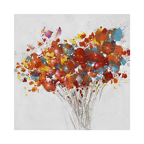 

Oil Painting Hand Painted Square Abstract Floral / Botanical Modern Rolled Canvas (No Frame)