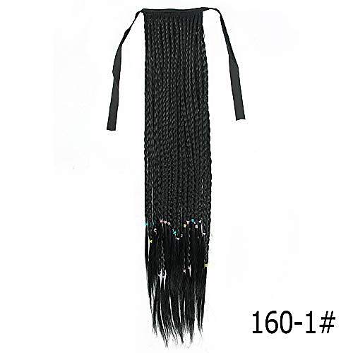 

synthetic ponytail straight box braid clip in false pieces with hairpins pony tail hair extensions 160-1 20inches