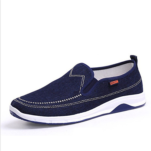 

Men's Loafers & Slip-Ons Casual Daily Walking Shoes Canvas Breathable Non-slipping Wear Proof Dark Blue Light Blue Fall Spring