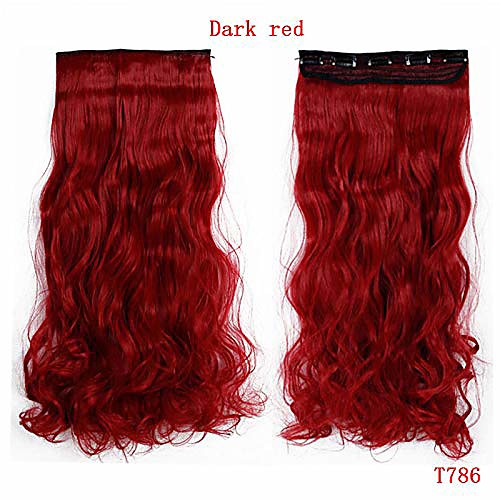 

24inch 61cm long wavy high temperature fiber synthetic hair extensions for women 5 clip ins hair clip in one piece hair #14 24inches