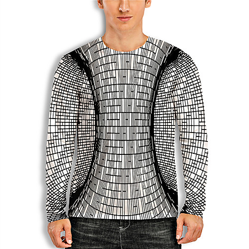 

Men's Tunic 3D Print Graphic 3D Print Long Sleeve Daily Tops Basic Casual White