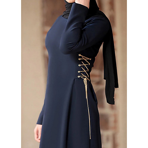 

Women's A Line Dress Maxi long Dress Wine Navy Blue Long Sleeve Solid Color Patchwork Summer Round Neck Casual 2021 M L XL XXL 3XL 4XL