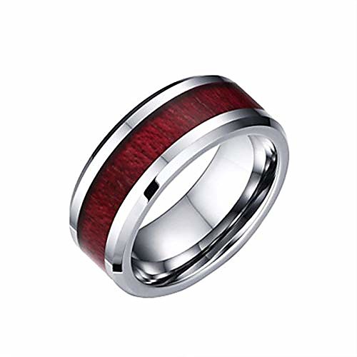 

ltrotted couple rings titanium steel wood grain heart-shaped engagemet ring set