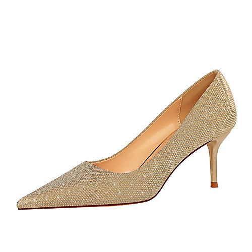 

Women's Heels Stiletto Heel Pointed Toe PU Sequin Solid Colored Champagne Silver