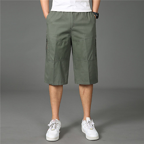 

Men's Hiking Shorts Solid Color Outdoor Breathable Soft Multi-Pockets Wear Resistance Cotton Capri Pants Black Yellow Army Green Khaki Hunting Fishing Climbing XL XXL XXXL 4XL 5XL
