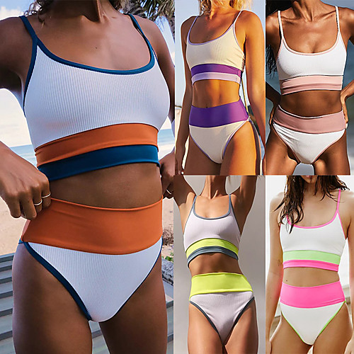 

Women's Tankini Swimwear Breathable Quick Dry Sleeveless 2 Piece - Swimming Surfing Water Sports Patchwork Summer
