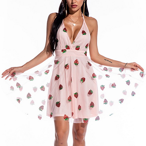 

Women's A Line Dress Knee Length Dress Pink High elasticity Sleeveless Print Solid Color Color Block Backless Patchwork Print Summer V Neck Casual 2021 S M L XL XXL