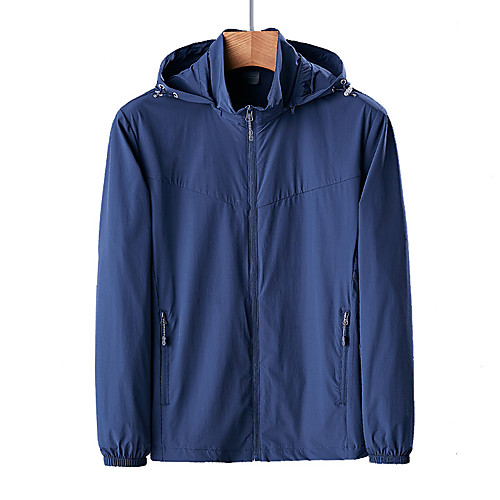 

Men's Hoodie Jacket Waterproof Hiking Jacket Hiking Windbreaker Outdoor Solid Color Waterproof Lightweight UV Sun Protection Windproof Jacket Hoodie Top Elastane Full Zip Hunting Fishing Climbing