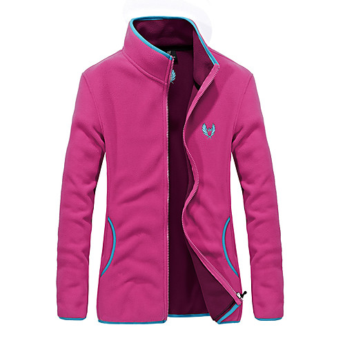 

Women's Hiking Jacket Hiking Fleece Jacket Winter Outdoor Solid Color Thermal Warm Lightweight Windproof Breathable Winter Fleece Jacket Top Ski / Snowboard Fishing Climbing Violet Red Rose Red