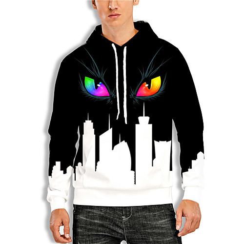 

Men's Pullover Hoodie Sweatshirt Graphic Prints Print Daily Sports 3D Print 3D Print Casual Hoodies Sweatshirts Black