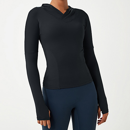 

Women's Yoga Top Solid Color Black Red Blue Pink Yoga Fitness Gym Workout Hoodie Top Long Sleeve Sport Activewear Breathable Quick Dry Comfortable Stretchy