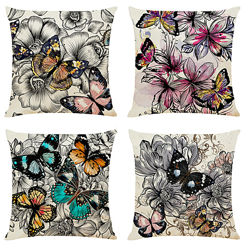 

Cushion Cover 4PC Linen Soft Animal Square Throw Pillow Cover Cushion Case Pillowcase for Sofa Bedroom 45 x 45 cm (18 x 18 Inch) Superior Quality Machine Washable