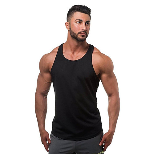 

Men's Sleeveless Workout Tank Top Running Tank Top Top Athletic Athleisure Cotton Lightweight Breathable Quick Dry Fitness Gym Workout Running Jogging Sportswear Solid Colored Plus Size White Black