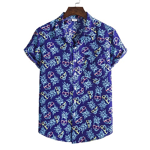 

Men's Shirt 3D Print Graphic Prints Print Short Sleeve Vacation Tops Blue
