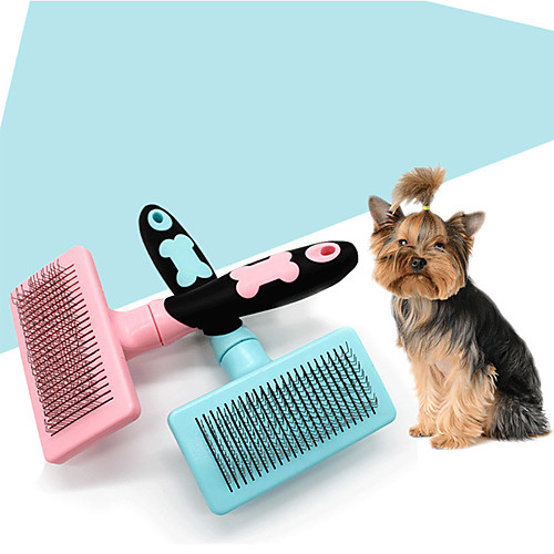 

Dog Cat Grooming Cleaning Pet Grooming Brush Plastic Stainless steel Brush Dog Clean Supply Pet Hair Remover Easy to Clean Mats & Tangles Removing Self Cleaning Pet Grooming Supplies Blue Pink