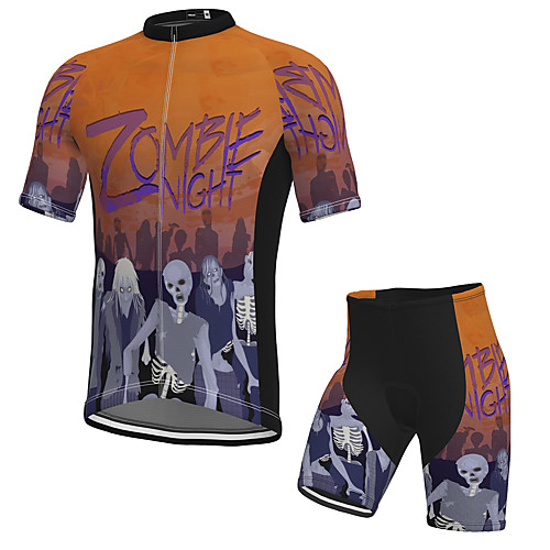 

Men's Short Sleeve Cycling Jersey with Shorts Spandex Orange Skull Bike Breathable Quick Dry Sports Graphic Mountain Bike MTB Road Bike Cycling Clothing Apparel / Stretchy / Athletic / Athleisure