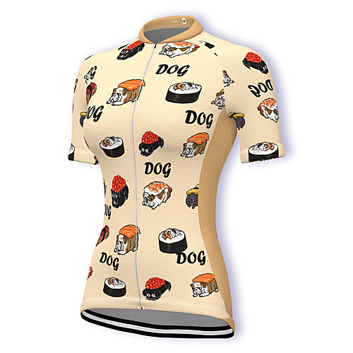 

21Grams Women's Short Sleeve Cycling Jersey Spandex Khaki Dog Bike Top Mountain Bike MTB Road Bike Cycling Breathable Sports Clothing Apparel / Stretchy / Athleisure