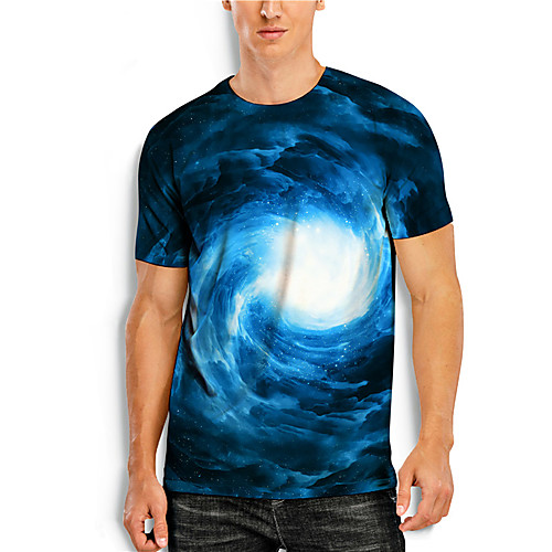 

Men's T shirt 3D Print Graphic Graphic Prints 3D Print Short Sleeve Daily Tops Basic Casual Blue