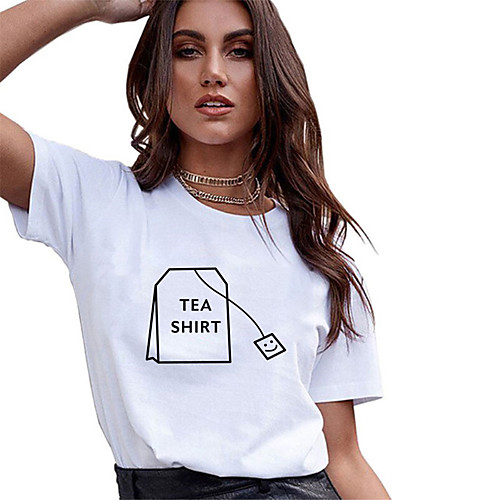 

Women's Tee / T-shirt Pure Color Crew Neck Letter Printed Sport Athleisure T Shirt Top Short Sleeves Breathable Soft Comfortable Everyday Use Street Casual Daily Outdoor