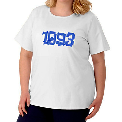

Women's Plus Size Print Letter T shirt Large Size Crewneck Short Sleeve Basic Tops XL XXL 3XL White Black Gray Big Size / Cotton