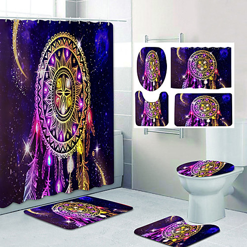 

Dream Catcher Pattern Printing Bathroom Shower Curtain Leisure Toilet Four-Piece Design