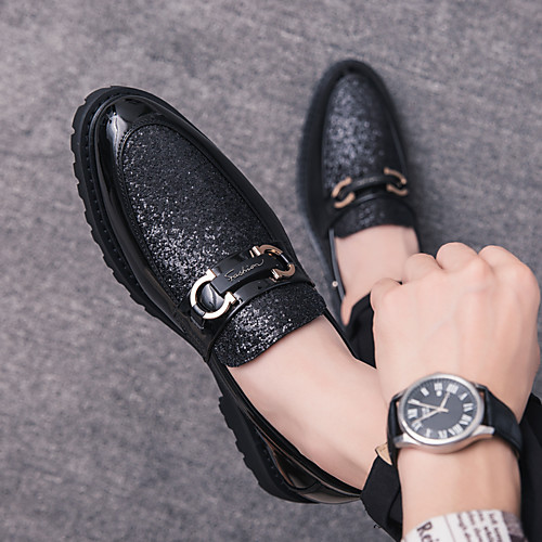 

Men's Loafers & Slip-Ons Casual Daily Walking Shoes PU Breathable Non-slipping Wear Proof Black Spring