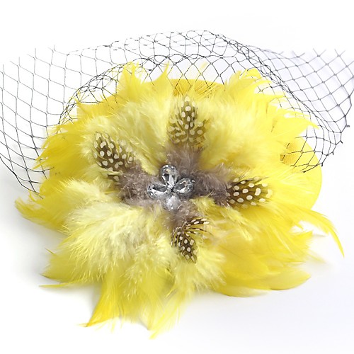 

Elegant Retro Feathers / Net Fascinators with Feather / Crystals / Rhinestones 1 Piece Special Occasion / Party / Evening Headpiece