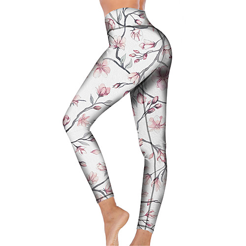 

21Grams Women's High Waist Yoga Pants Cropped Leggings Tummy Control Butt Lift Breathable White Fitness Gym Workout Running Winter Sports Activewear High Elasticity